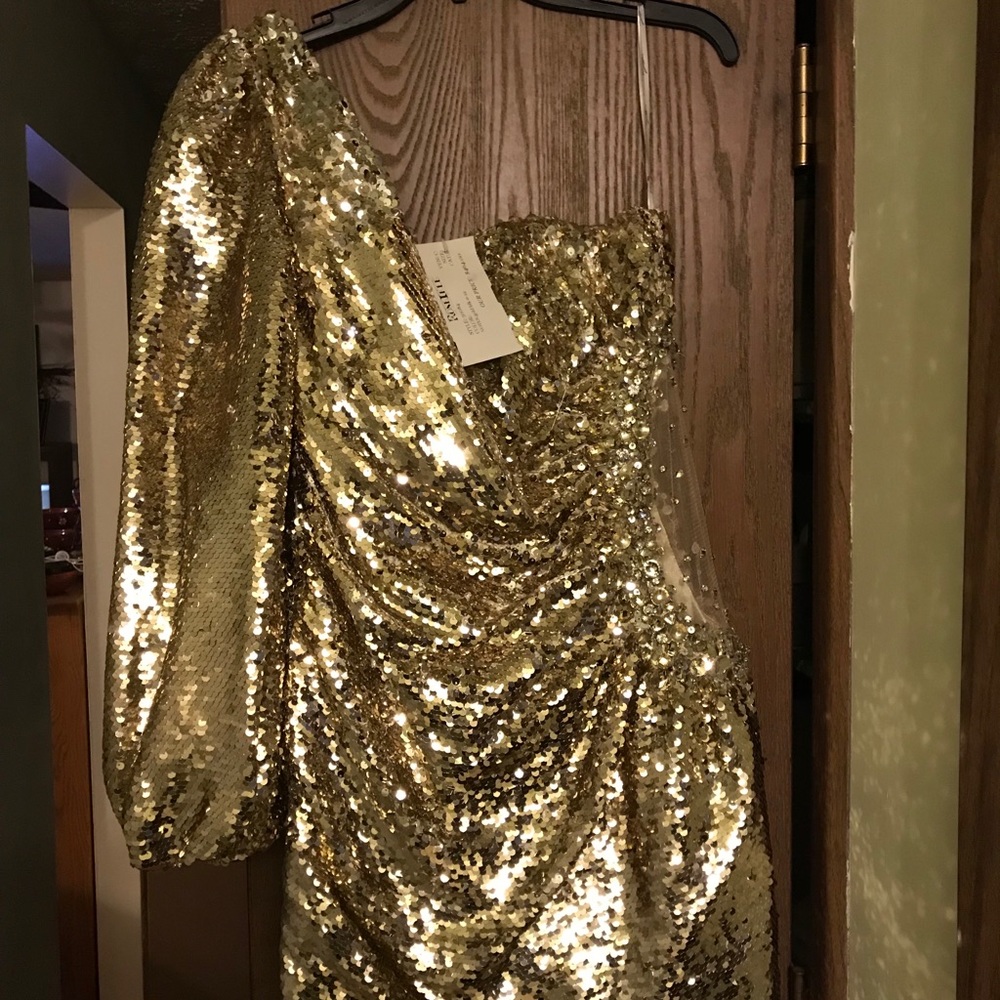 gold sequin dress